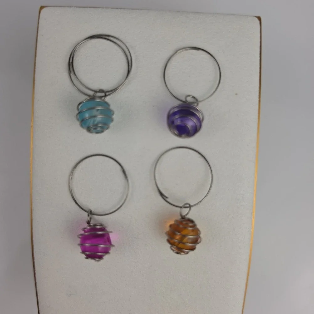 Wine Glass Charms Lot of 18 Mixed Tropical Wine Beaded Stem Markers Party Set